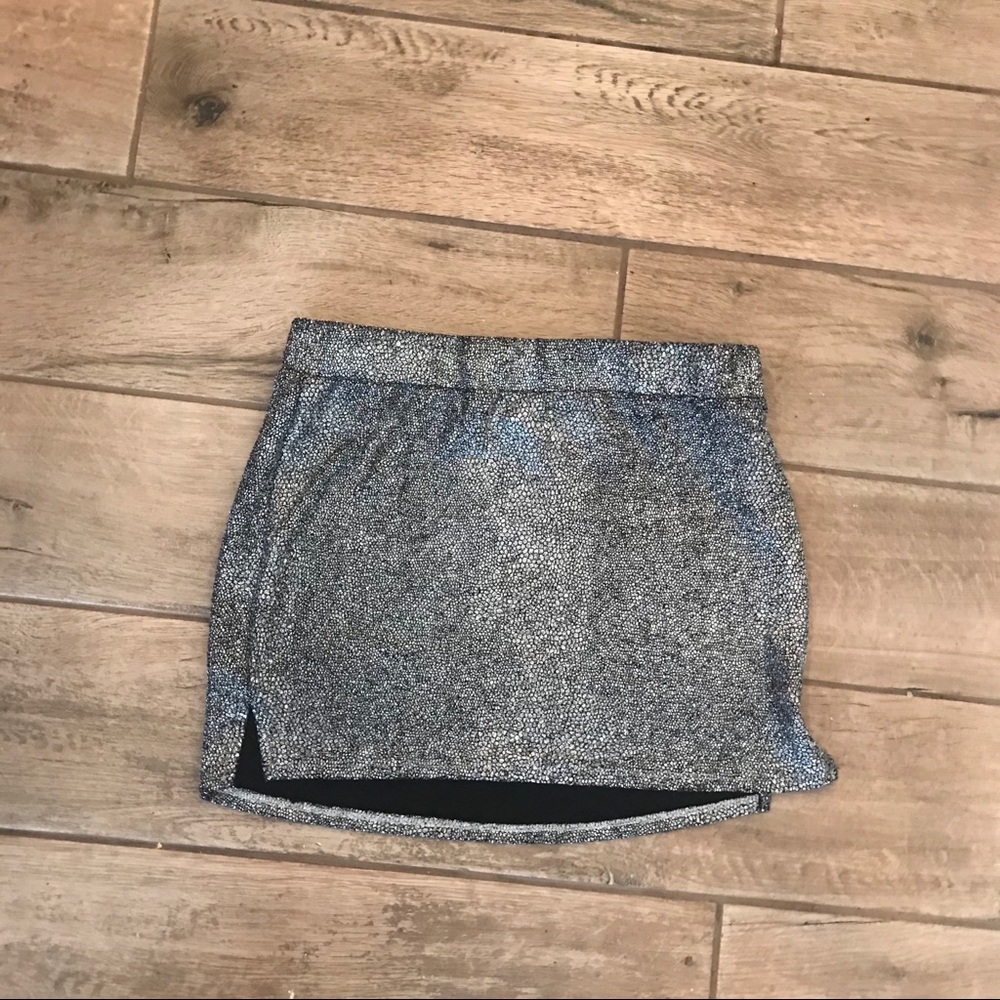 Silver sparkly mini skirt